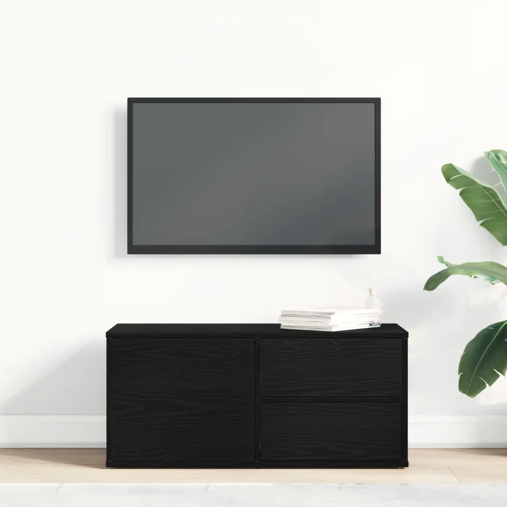 Tv-Bord Med Skuffe Midnight 80 X 34 X 35.5 Cm Konstrueret Træ