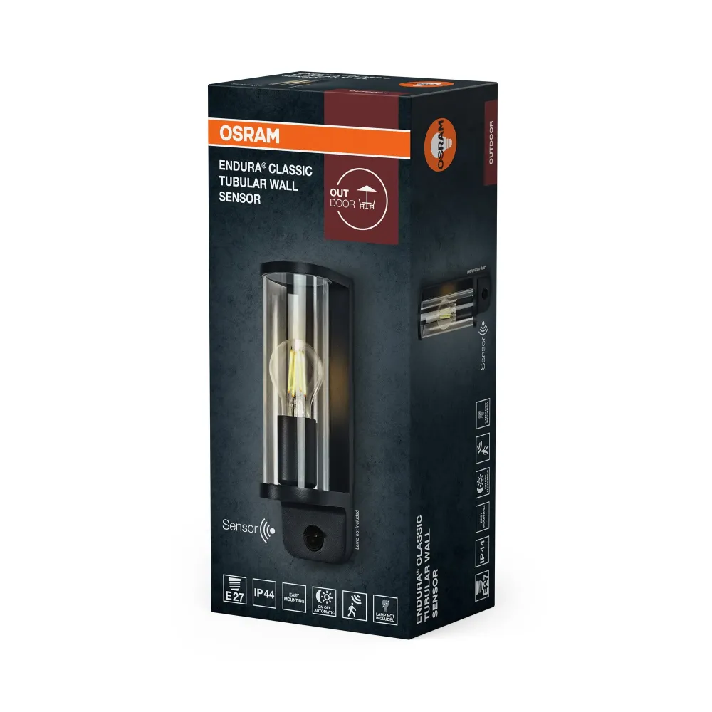 OSRAM ENDURA Classic Tubular Wall E27 IP54 mørkegrå