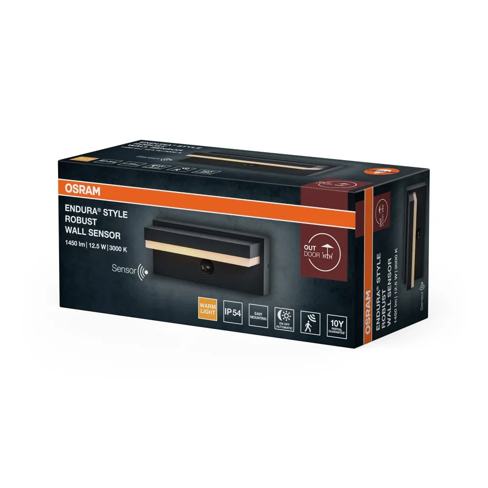 OSRAM ENDURA Style Robust Wall Sensor 1450lm 12,5W/830 IP54 mørkegrå
