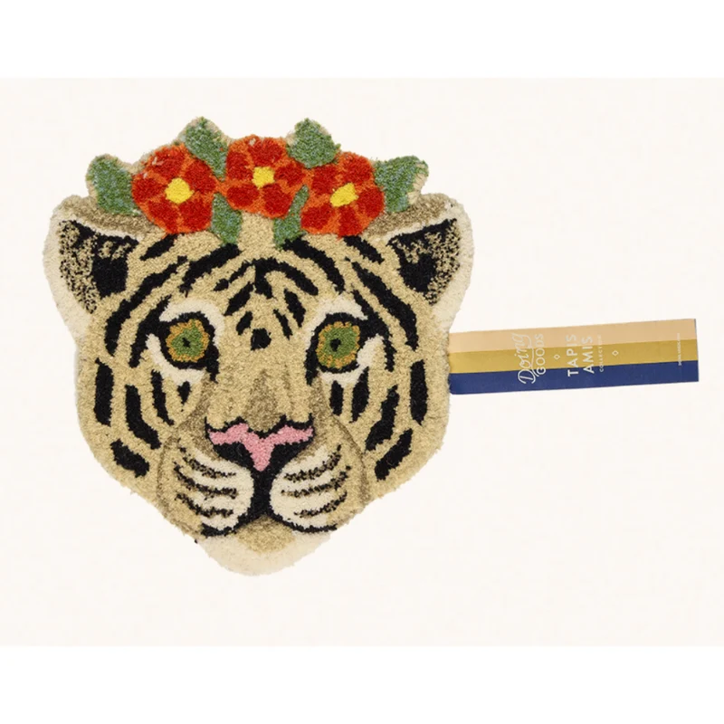 Doing Goods - Floral White Tiger - Head Rug - Tæppe