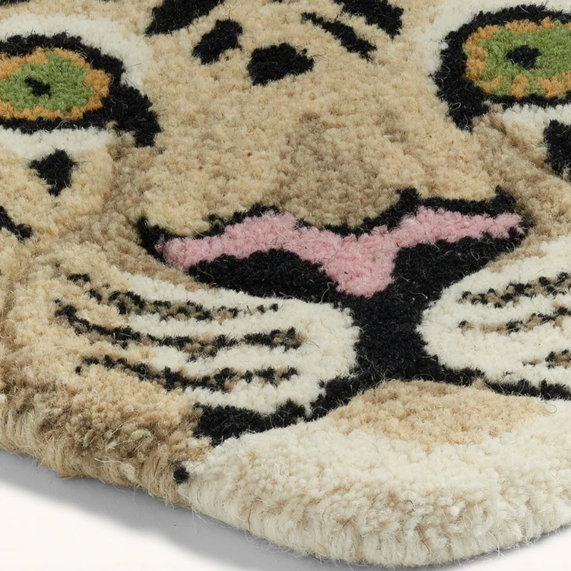 Doing Goods - Floral White Tiger - Head Rug - Tæppe