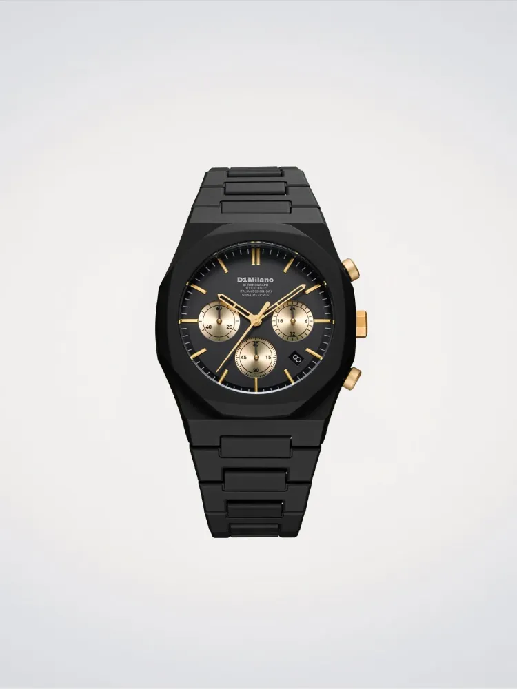 D1 Milano Forgyldt Solar Polychrono Ur 40,5 mm D1-PHBJ16