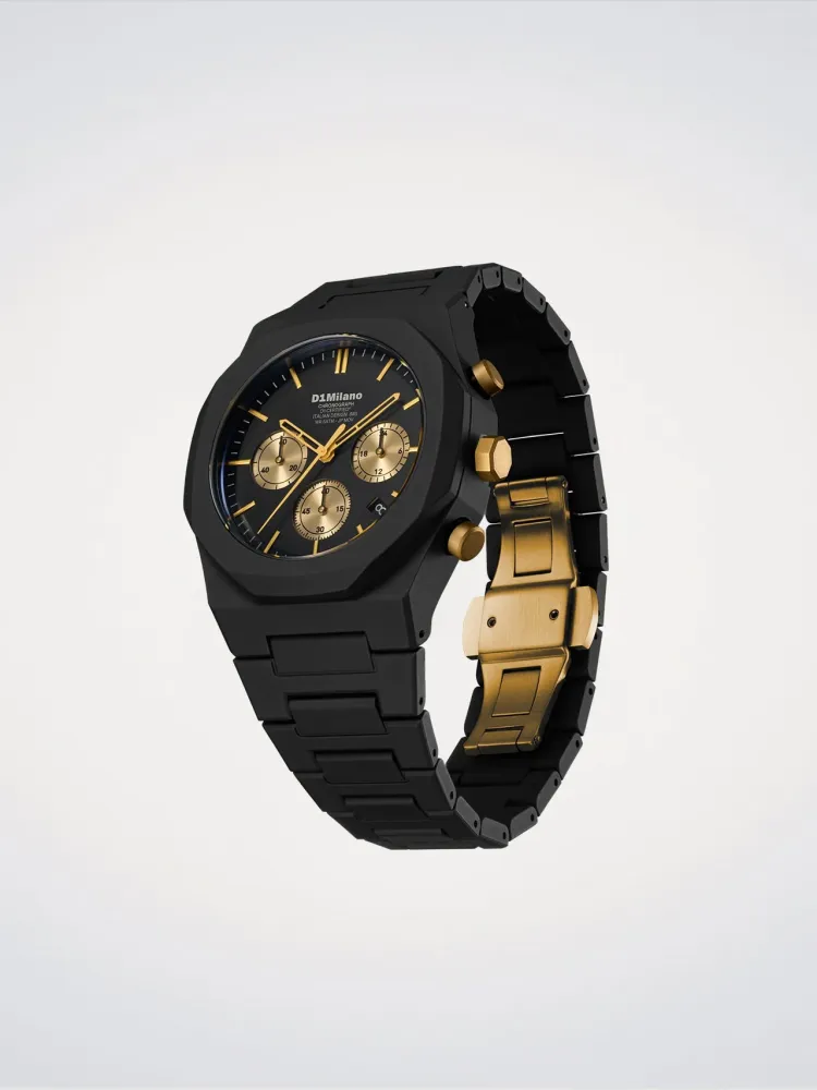 D1 Milano Forgyldt Solar Polychrono Ur 40,5 mm D1-PHBJ16