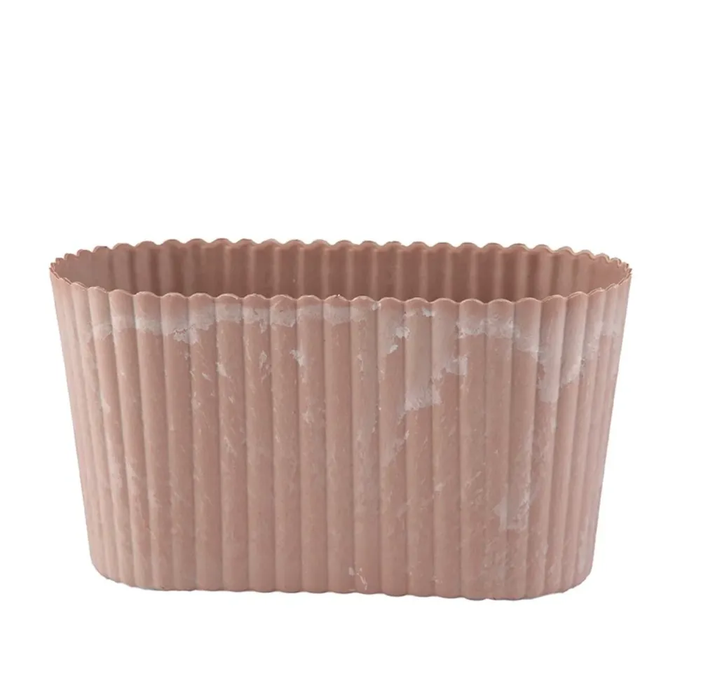 Aflang potte i beton look - Rosa