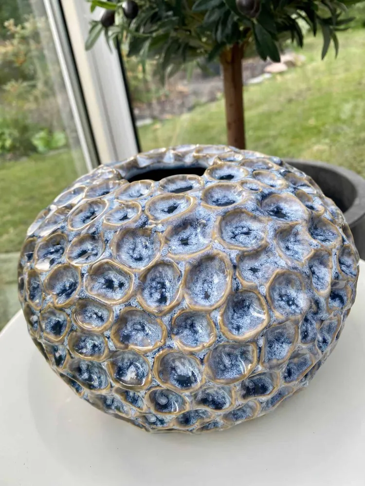 Keramik - Lysblå bubbles
