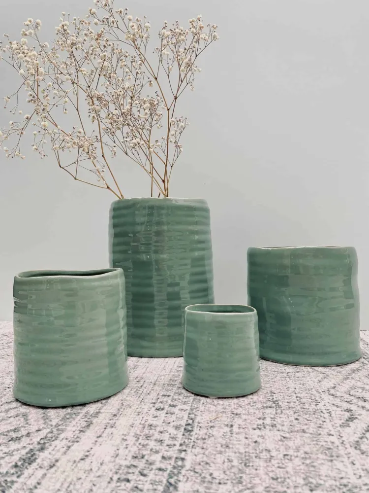 Keramik potte – Duset Grøn – Mellem