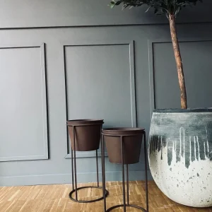 Sæt af 2 potter med stativ - Rust