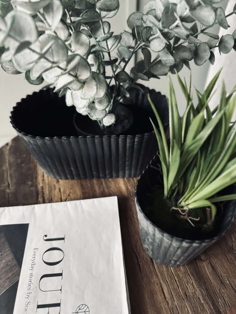 Urtepotte oval - Beton look stor