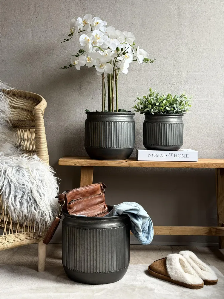 Zink potte med riller – 3 stk.
