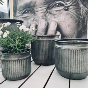 Zink potte med riller - Stor