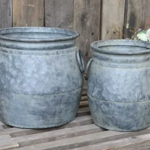 Zink potter til deko - Sæt af 2