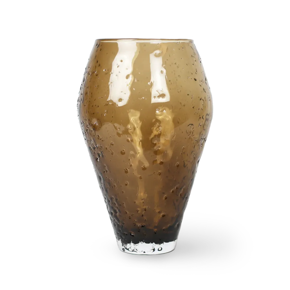 Crushed Glass Vase, Sizable - Sepia brown