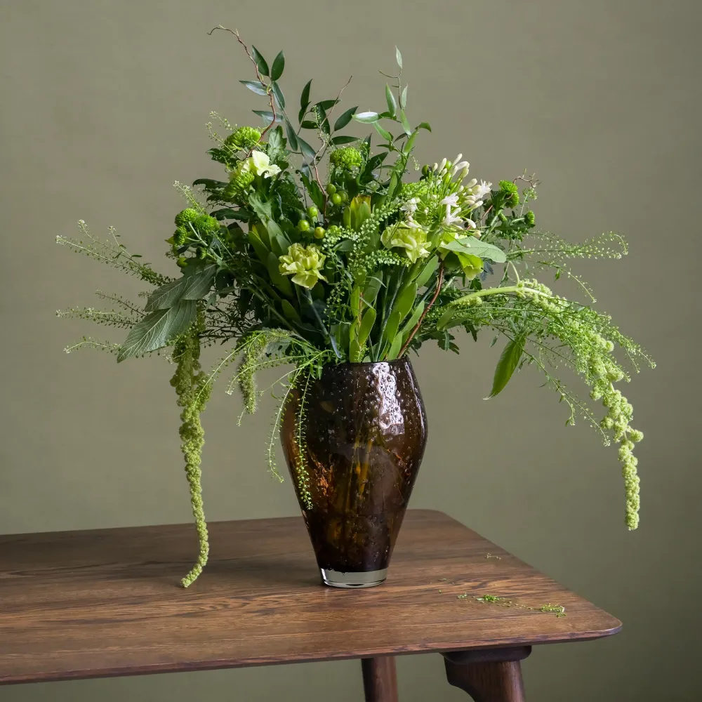 Crushed Glass Vase, Sizable - Sepia brown