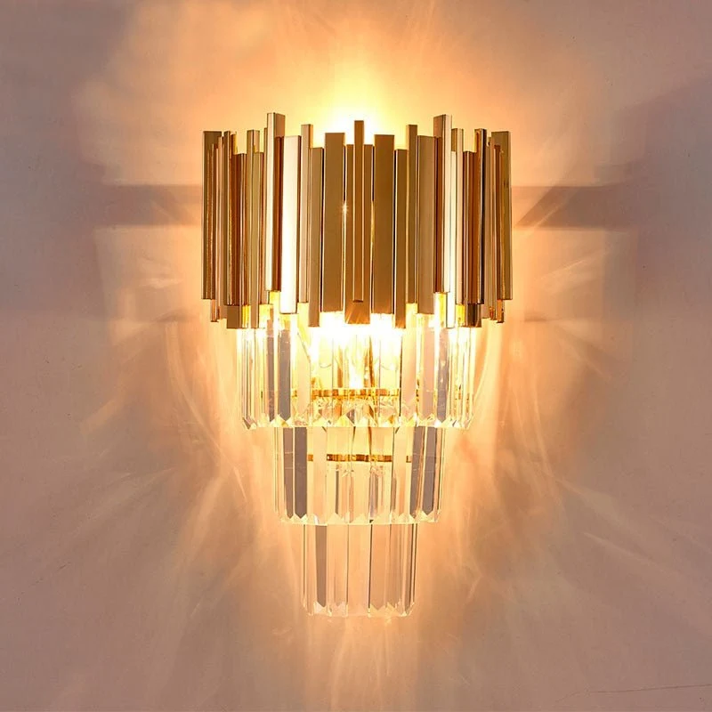 Luksus Krystal Stue Væglampe Belysning Guld Krom poleret stål Væglampe Soveværelse Gang ATY Home Decor