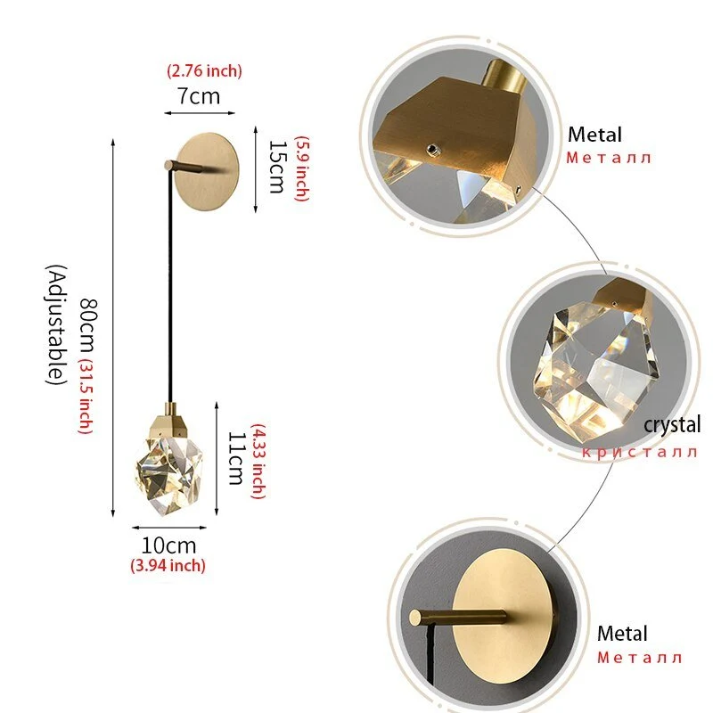 Moderne Minimalistisk Krystal Væglampe Stue Soveværelse Sengestørrelse Diamant Design Væglamper ATY Home Decor