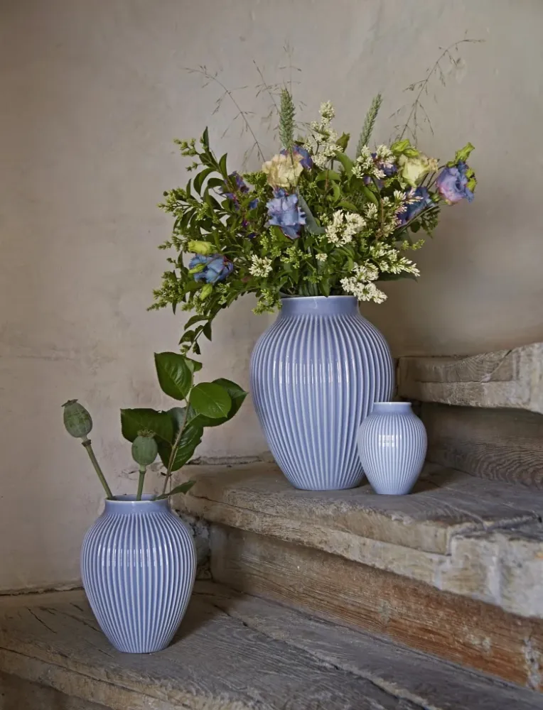 Knabstrup - Vase riller lavendelblå - 27 cm