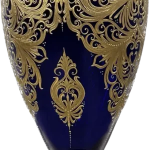 Kunstskåret krystalvase med dekoration i rent guld VASO_ORO1
