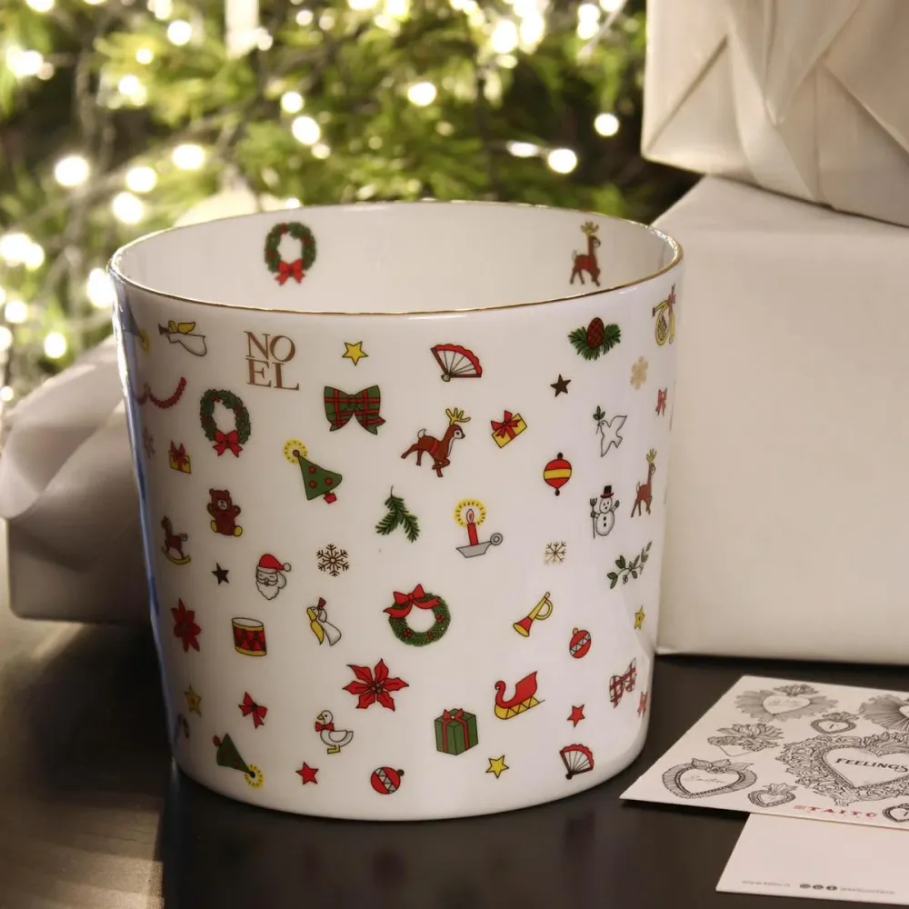 Taitù stor cachepot Noel Oro Collection Fine Bone China 12-4-15