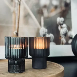 Lysestage vendbar glas - Black Mix