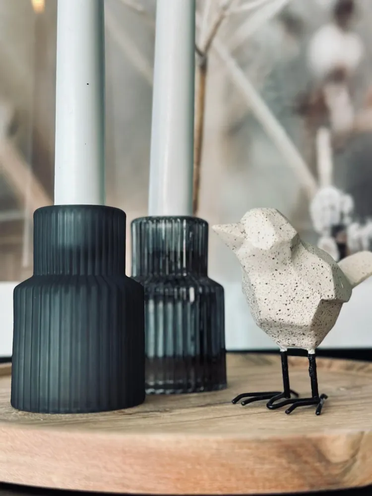 Lysestage vendbar glas - Black Mix