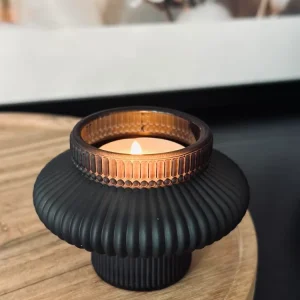Lysestage vendbar glas - Mat sort
