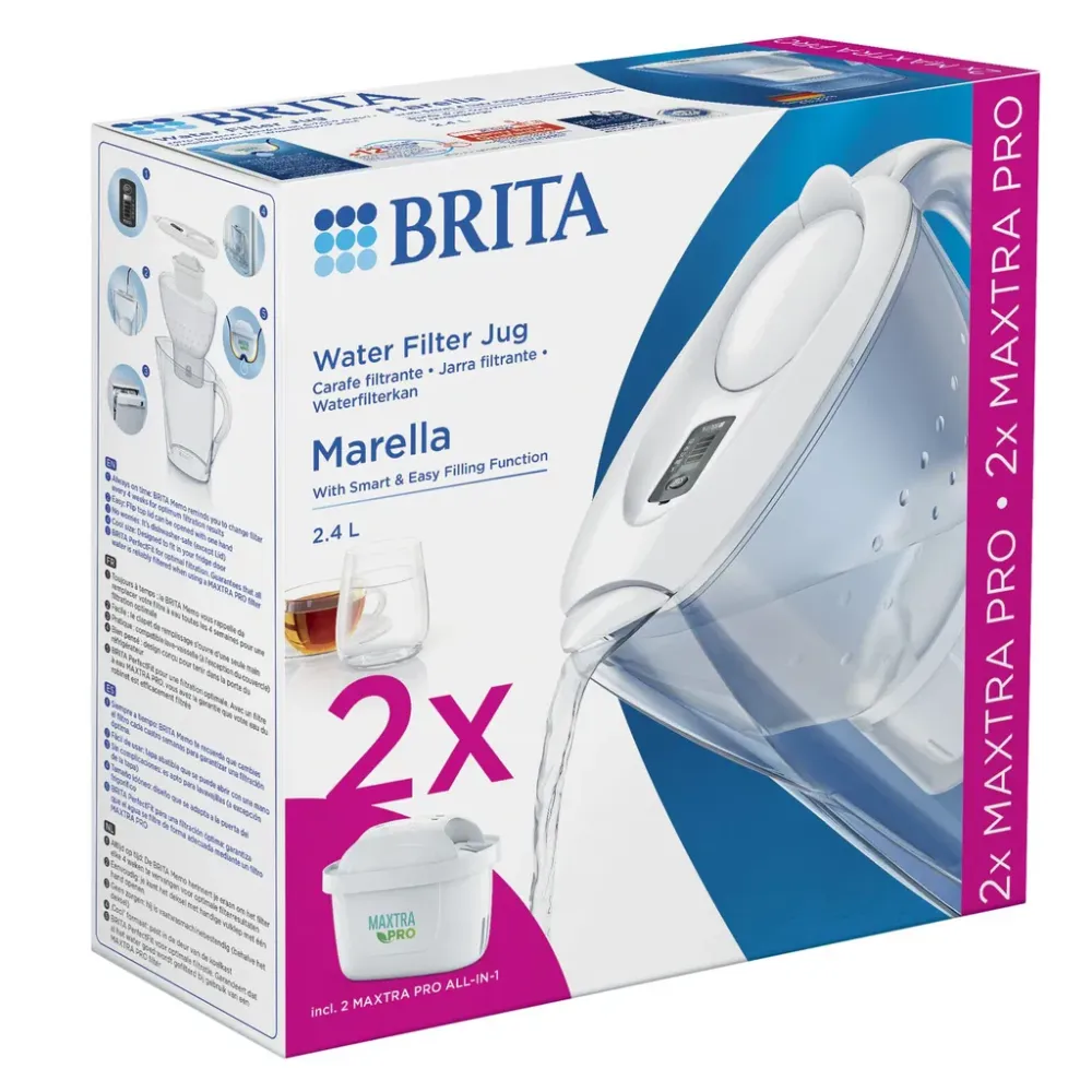Brita - Marella ME4W inkl. 2 MXPro Kande Vandfilter Kridt