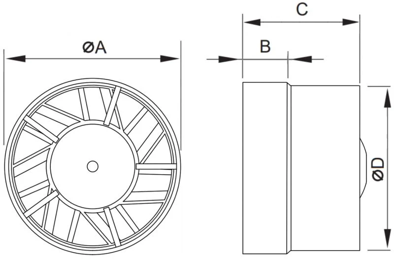 Mexen ZXR ivory kanalventilator til badeværelse 100 mm, 1 stk.