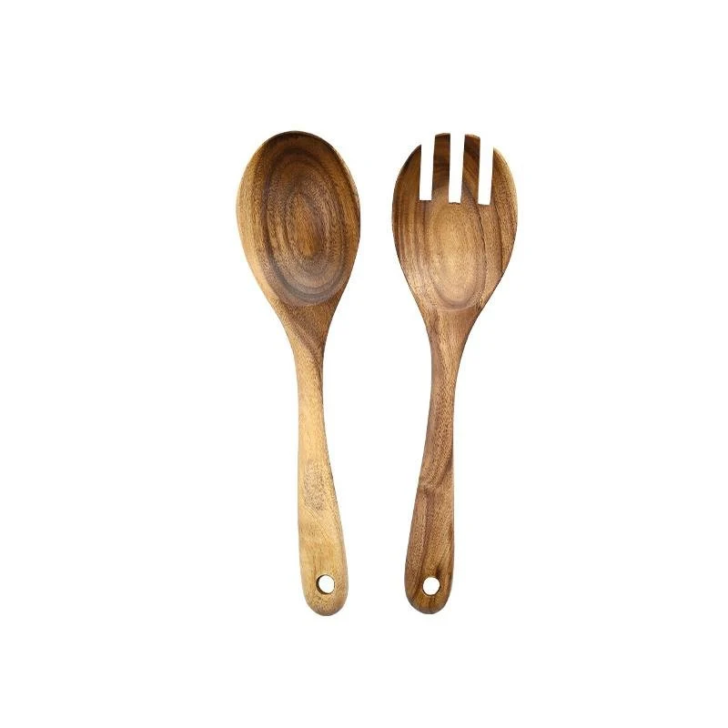 Wooden Salad Servers | Natural Grain Serving Set