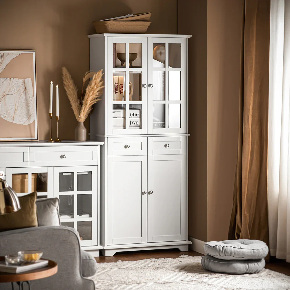 Electric Højt skab / vitrineskab / køkkenskab i skandi-look, ivory