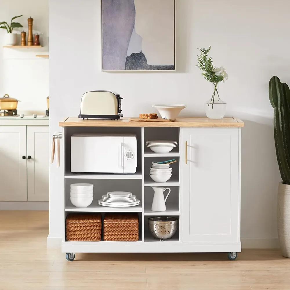 Fritstående køkkenø i skandinavisk design, 48x94x127 cm, snow