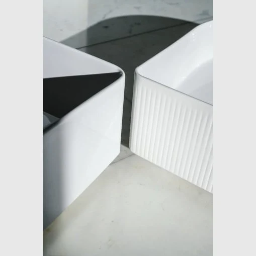 LAUFEN SONAR Bowlevask uden hanehul - Med dekorative riller på ydersiden - 340x340x140mm - kridt porcelæn
