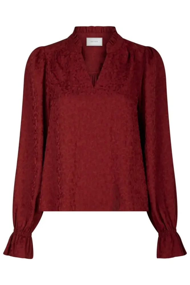 Neo Noir - Amara Jacquard Dot Blouse 164320 - Wine