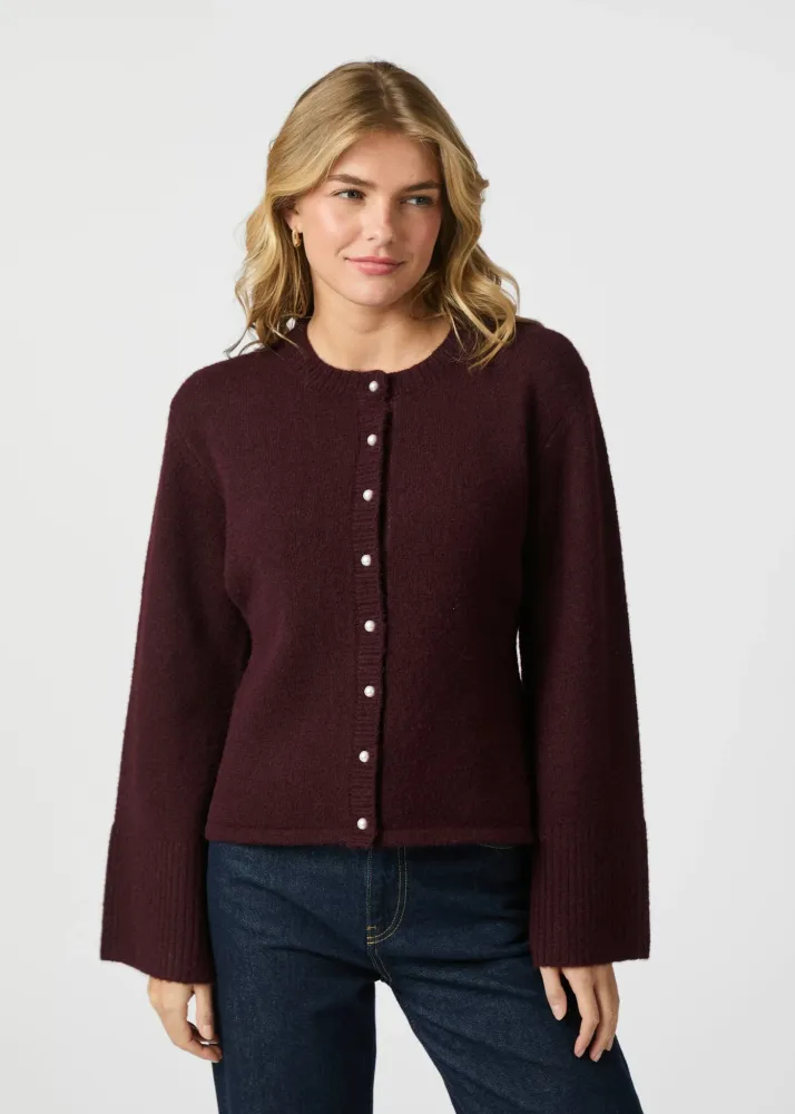Neo Noir Mixie Knit Cardigan Wine Dual Temperature Zones 34