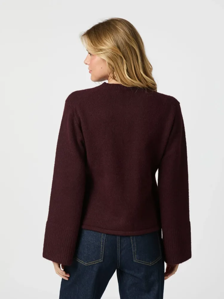 Neo Noir Mixie Knit Cardigan Wine Dual Temperature Zones 34