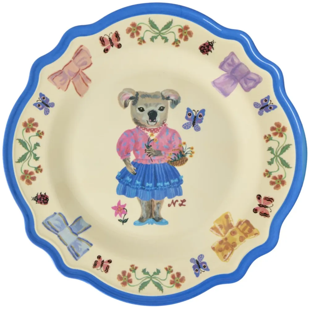Rice Nathalie Lété Theme Blue Melamine Antique Middagstallerken