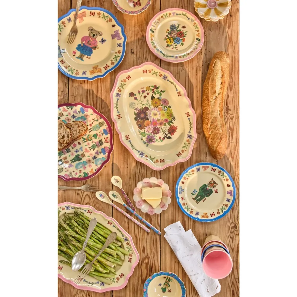 Rice Nathalie Lété Theme Blue Melamine Antique Middagstallerken