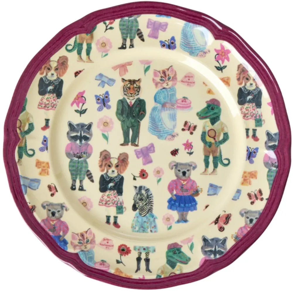 Rice Nathalie Lété Theme Bordeaux Melamine Heritage Side Tallerken Red & White Wine