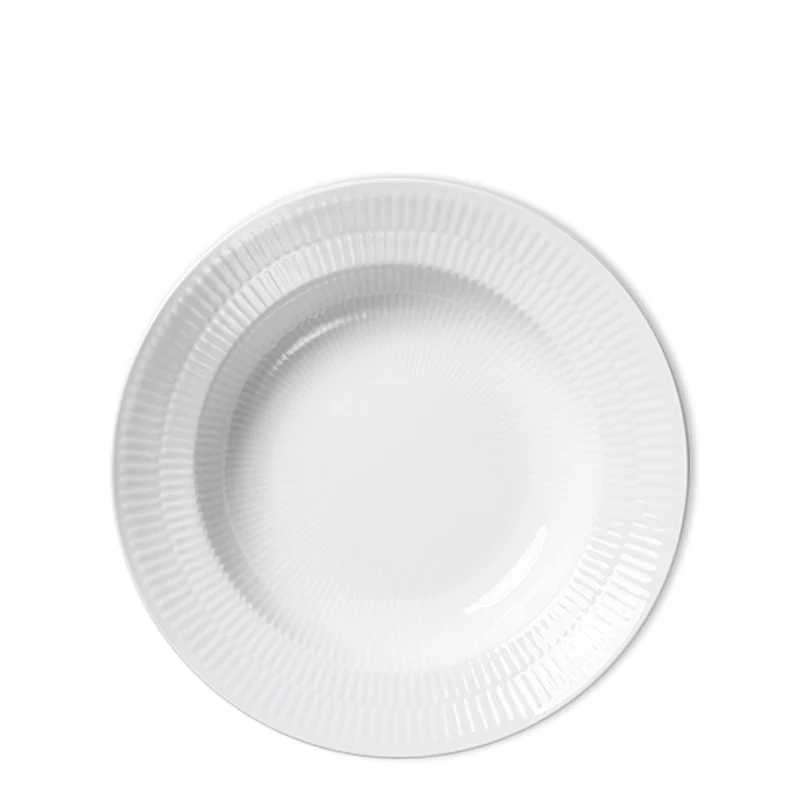Royal Copenhagen Kridt Riflet dyb tallerken 21 cm