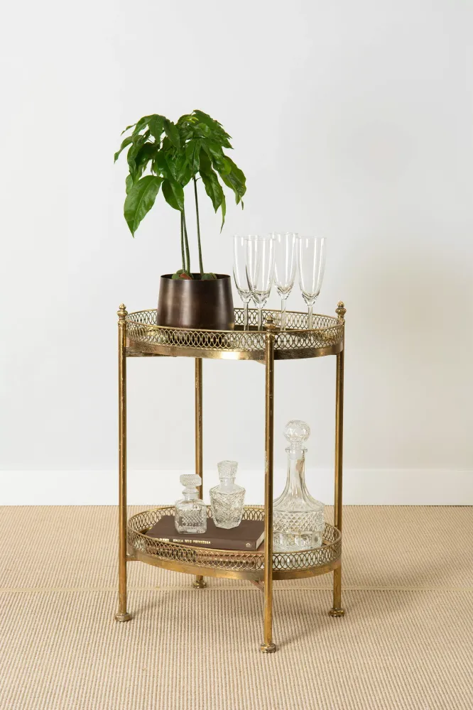 Serveringsvogn Spejlbord Drink 65 cm - antik messing
