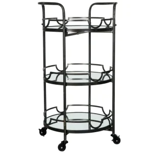 Serveringsvogn Vinreol Drinkvogn med spejl 90,5 cm - charcoal