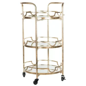Serveringsvogn Vinreol Drinkvogn med spejl 90,5 cm - antik guld