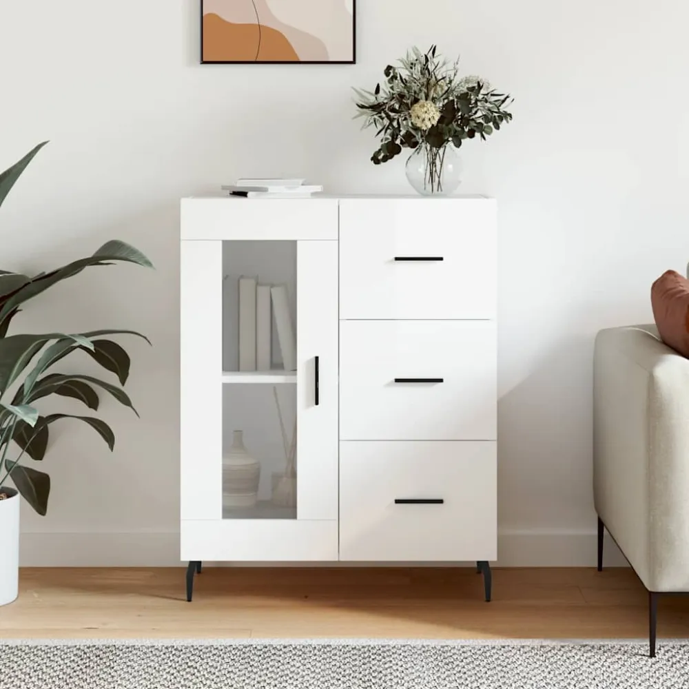 skænk 69,5x34x90 cm designed træ hvid højglans