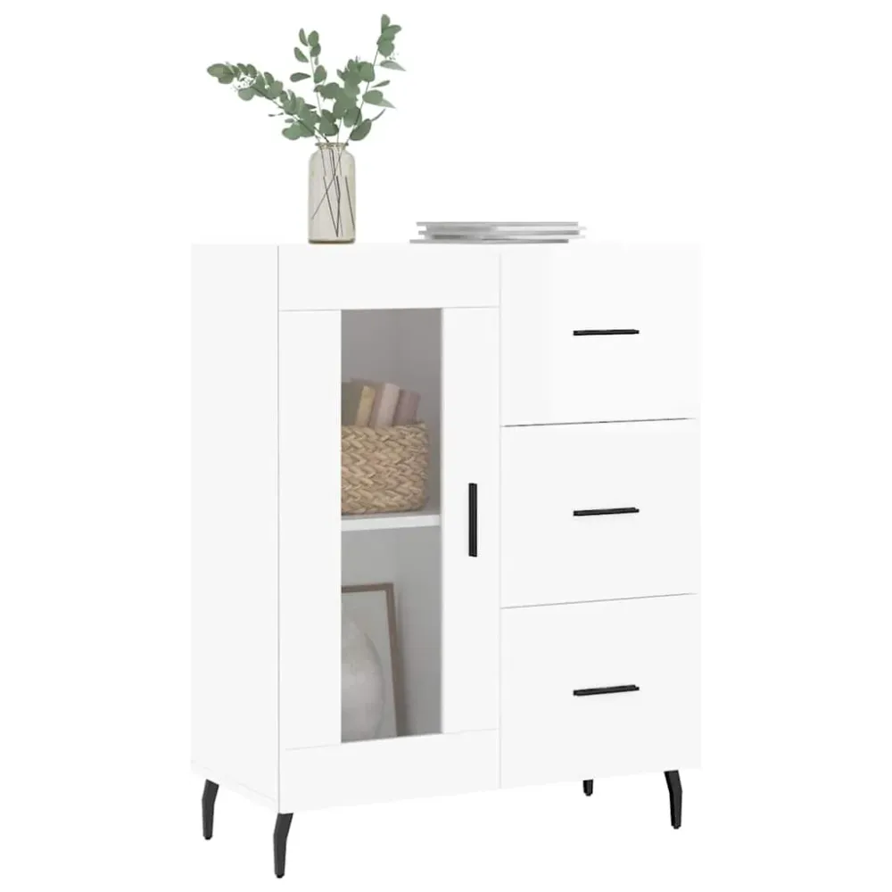 skænk 69,5x34x90 cm designed træ hvid højglans