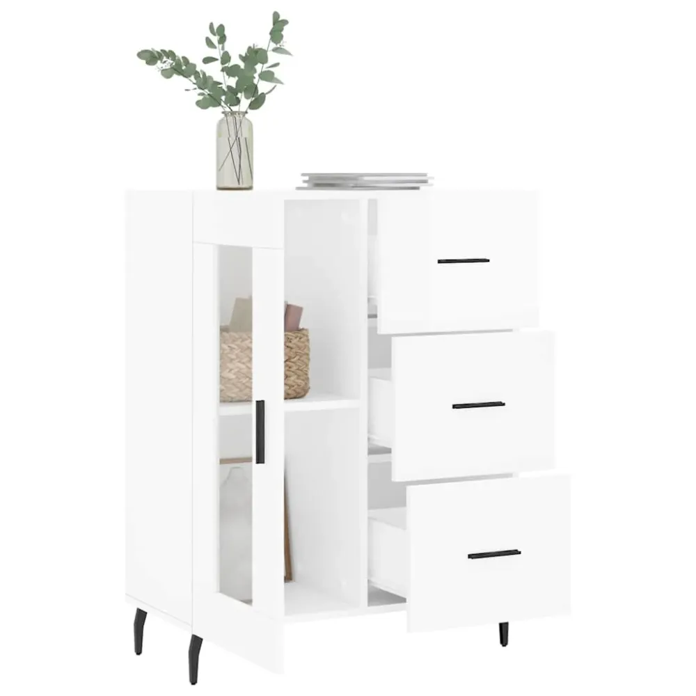 skænk 69,5x34x90 cm designed træ hvid højglans