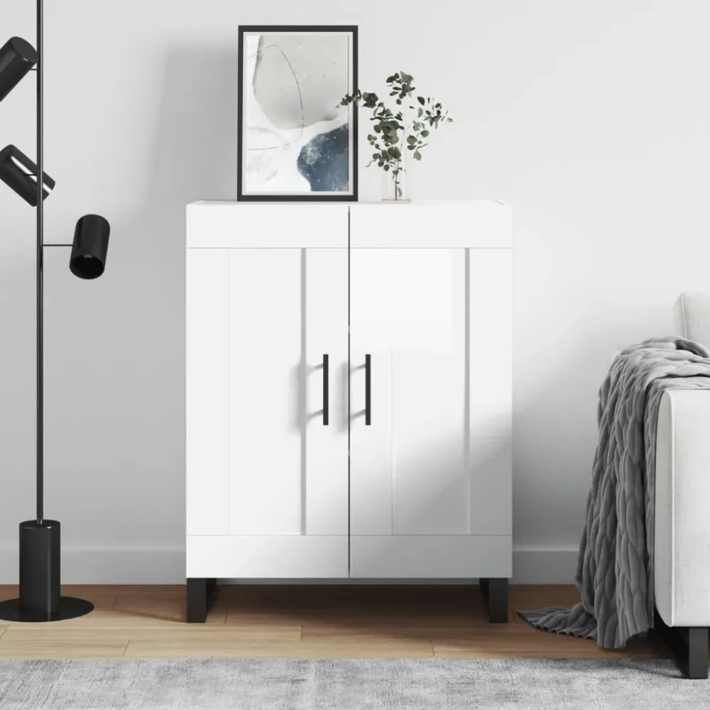 Skænk 69,5X34X90 Cm Samlet Træ Hvid Højglans