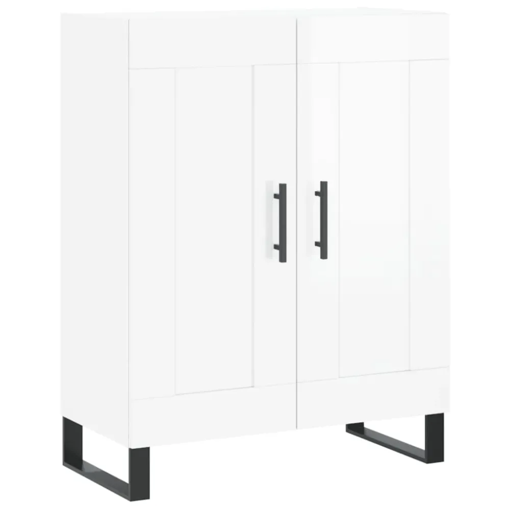 Skænk 69,5X34X90 Cm Samlet Træ Hvid Højglans