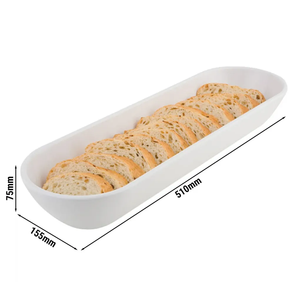 (6 stk.) Skål - PURE - Melamin - 2,4 Liter - 510x155mm - Pearl