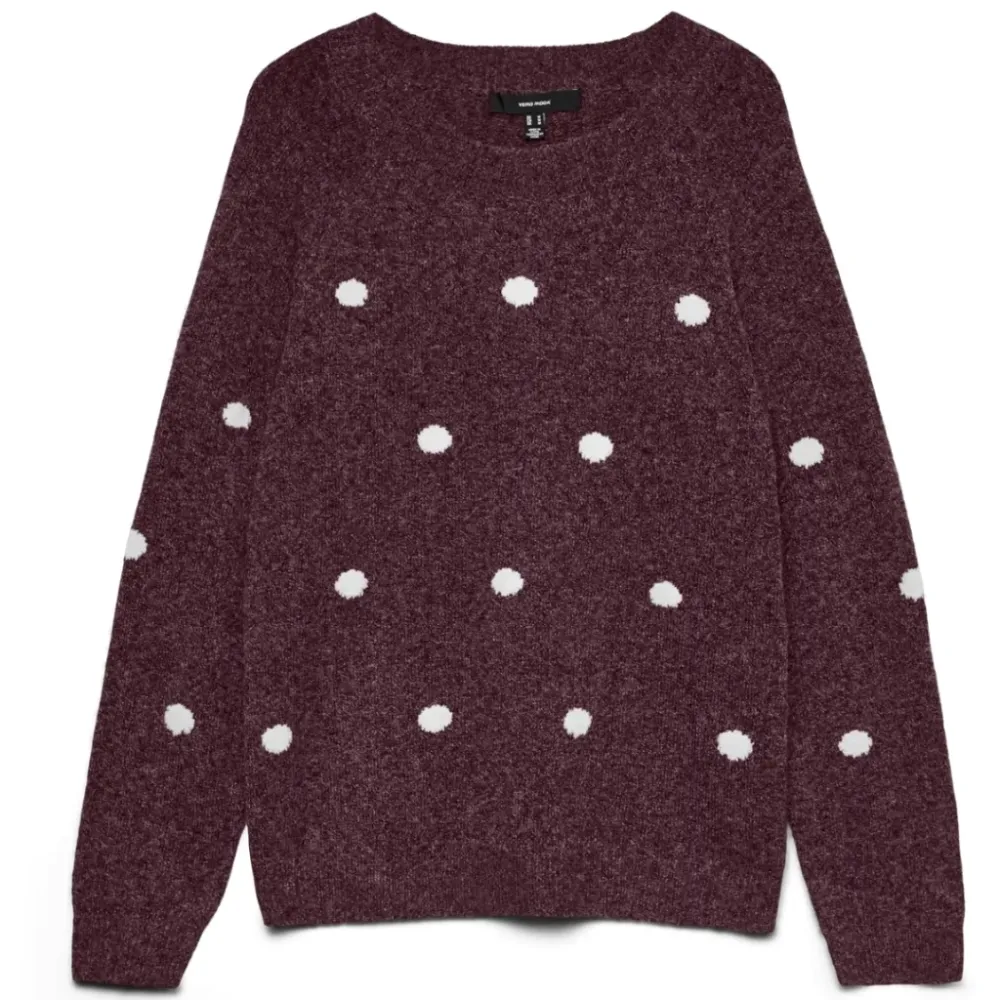 VERO MODA DAME STRIKTRØJE VMDOFFY - Winetasting White Dots Sommelier Design Xs