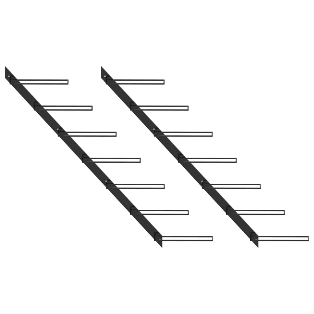 Væghængte Vinreoler 2 Stk. Til 14 Vinflasker Metallic Sort