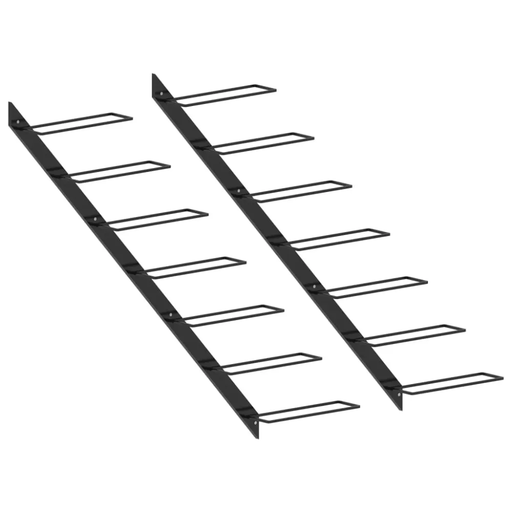 Væghængte Vinreoler 2 Stk. Til 14 Vinflasker Metallic Sort